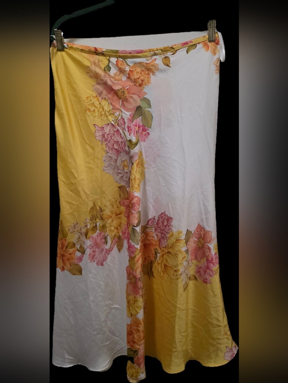 ANTONIO MELANI Yellow & Cream Floral Midi Skirt - Picture 4 of 4
